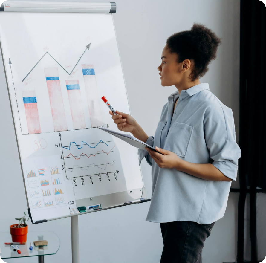 Woman presenting data